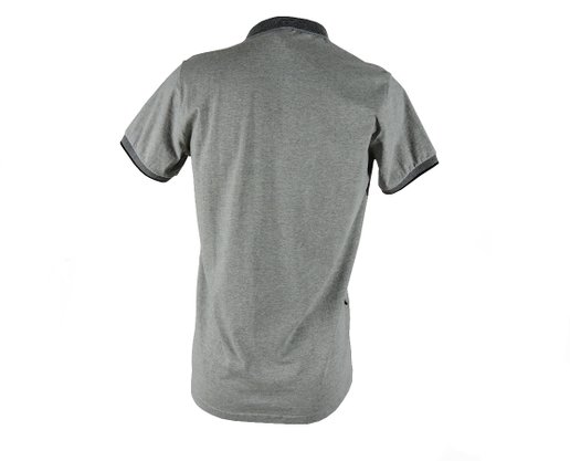Camisa Polo Masculina Adulto Manga Curta Detalhe Recorte Frontal e Gola Listrada 29.07.0747 Gangster Cinza
