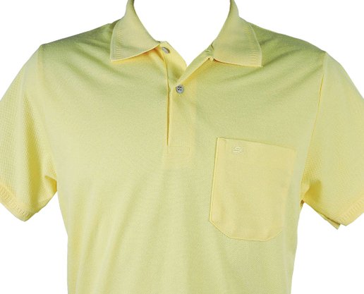 Camisa Polo Masculina Adulto Manga Curta Piquê Com Bolso 7629 Sigosta Amarelo