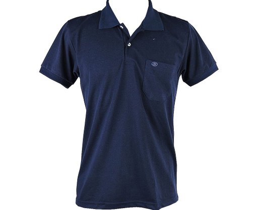 Camisa Polo Masculina Manga Curta Lisa com Bolso 7629 Sigosta Marinho