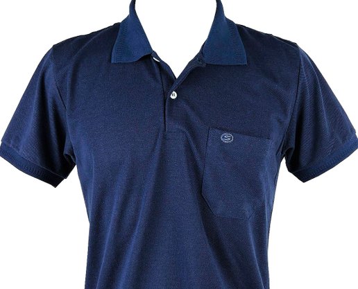 Camisa Polo Masculina Manga Curta Lisa com Bolso 7629 Sigosta Marinho