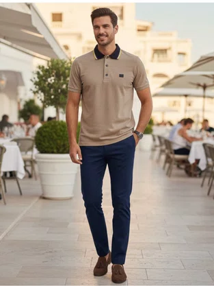 Camisa Polo Masculina Color 49.065 Onda Federal Marrom