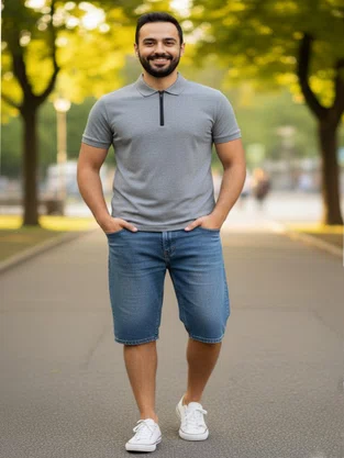 Camisa Polo Piquet Com Zíper Masculina PPMZ-206 Refined Man Cinza