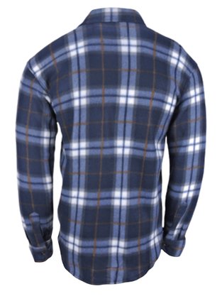 Camisa Xadrez Masculina Adulto Soft Com Bolso Fullmoon/Canary Azul e Branco