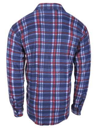 Camisa Xadrez Masculina Adulto Soft Com Bolso Fullmoon/Canary Marinho e Vermelho