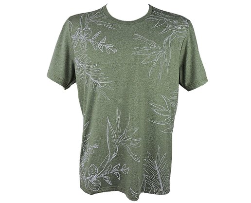 Camiseta Masculina Adulto Manga Curta Estampa Folhas 1000074989 Malwee Verde