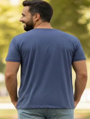 Camiseta Básica Tamanho Especial Masculina CBEM-203 Blue Bay Concept Marinho Mescla