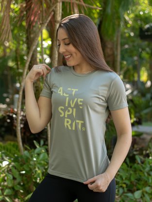 Blusa Feminina Fitness Adulto Manga Curta Estampada 4421033 Rainha Cinza