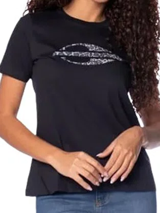 Camiseta Feminina Manga Curta 78623 Logo Animal Print Mormaii Preto