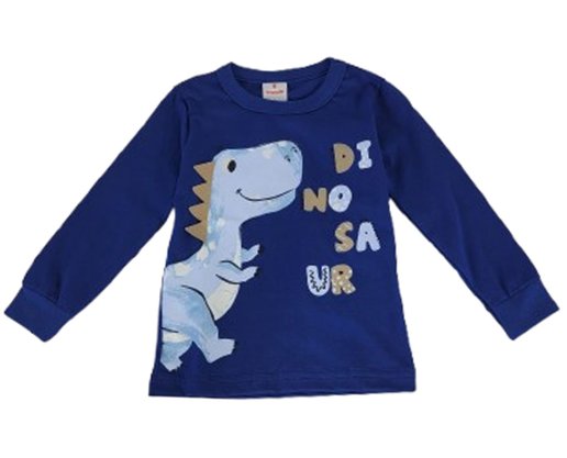 Camiseta Infantil Masculina 1-3 Dinossauro 55925 Brandili Azul