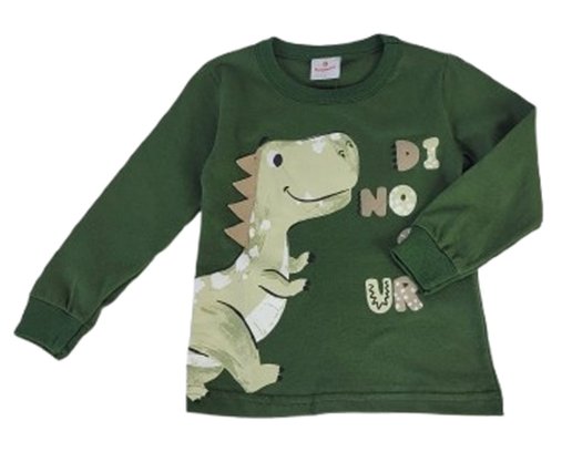 Camiseta Infantil Masculina 1-3 Dinossauro 55925 Brandili  Verde Militar