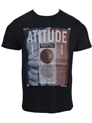 Camiseta Manga Curta Masculina Adulto  Com Estampa Atitude 10.16.1612 Overcore Preto