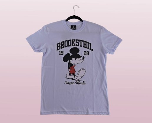 Camiseta Manga Curta Masculina Adulto Estampa Mickey 224211005 Brook Sthil Branco