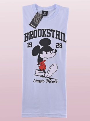 Camiseta Manga Curta Masculina Adulto Estampa Mickey 224211005 Brook Sthil Branco