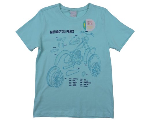 Camiseta Manga Curta Masculina Infantil 4-8 Estampa Motorcycle 1000072030 Malwee Verde Água