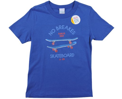 Camiseta Manga Curta Masculina Infantil 4-8 Estampa Skateboard 1000074577 Malwee Azul