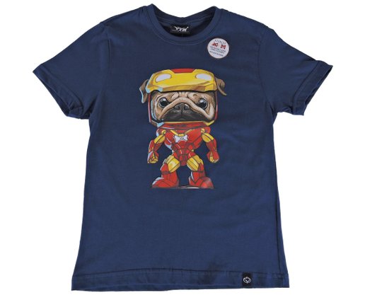 Camiseta Manga Curta Masculina Juvenil Estampa Pug Com Armadura 31520 Vanton Marinho