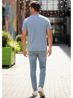 Camiseta Manga Curta Slim Casual Masculina 6490002 Ogochi Cinza Mescla