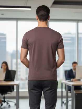 Camiseta Manga Curta Slim Casual Masculina 6490003 Ogochi Marrom