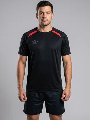 Camiseta Manga Curta Unissex Adamant U13TW00573 Umbro Preto e Vermelho