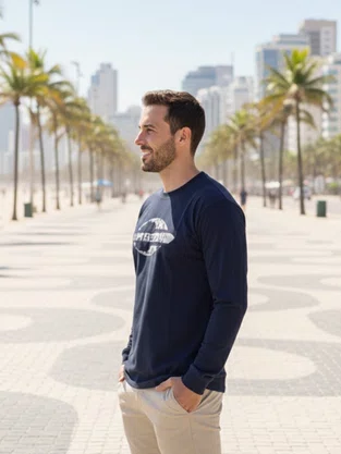 Camiseta Manga Longa 100% Algodão 514088 Mormaii Marinho