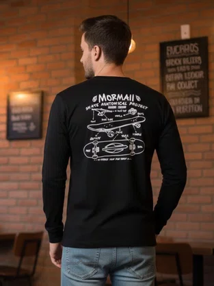 Camiseta Manga Longa Masculina 100% Algodão 514272 Mormaii Preto
