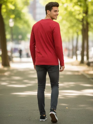 Camiseta Manga Longa Masculina Adulta Paisagens 24407 Fatal Vermelho