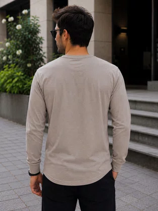 Camiseta Manga Longa Masculina Slim Alto Relevo 1000136298 Malwee Caqui