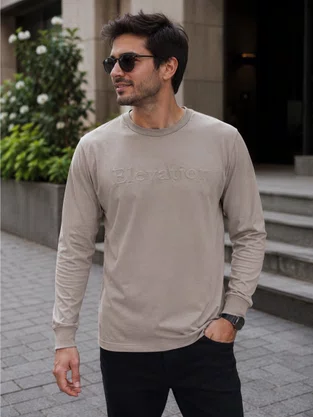 Camiseta Manga Longa Masculina Slim Alto Relevo 1000136298 Malwee Caqui