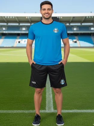 Camiseta Masculina Adulto do Grêmio Recorde 1025008 Betel Azul