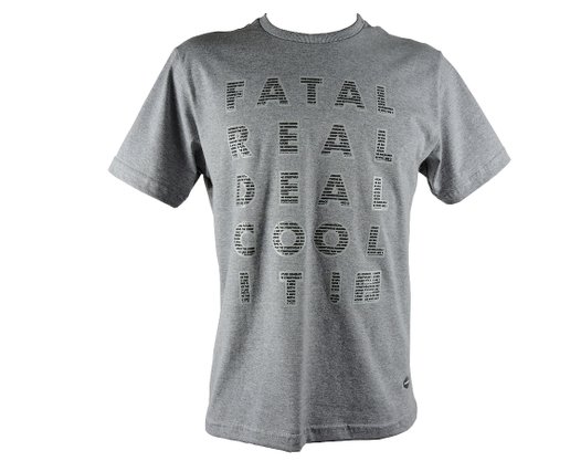 Camiseta Masculina Adulto Estampa Emborrachada Logomarca 25156 Fatal Surf Cinza