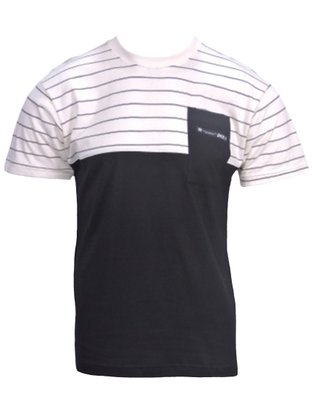 Camiseta Masculina Adulto Manga Curta Com Bolso 11.24.2337 Overcore Creme e Preto