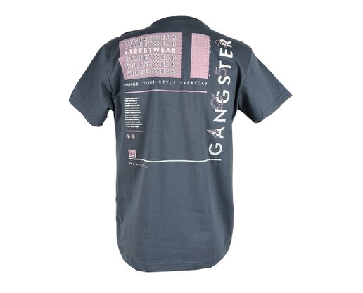 Camiseta Masculina Adulto Manga Curta Detalhe Emborrachado 10.16.0622 Gangster Grafite