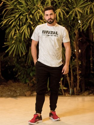 Camiseta Masculina Adulto Manga Curta Estampa Logo Original 23604 Fatal Branco