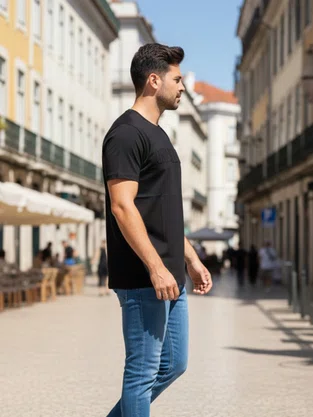 Camiseta Masculina Com Relevo 48.101 Onda Federal Preto