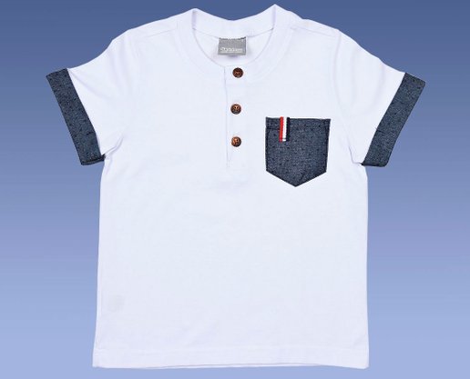 Camiseta Masculina Infantil 10-16 Manga Curta Com Bolso 1000073961 Carinhoso Branco