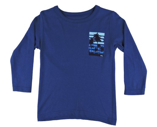Camiseta Masculina Infantil Manga Longa 4-8 Estampa Coqueiro 11208863 Marisol Azul