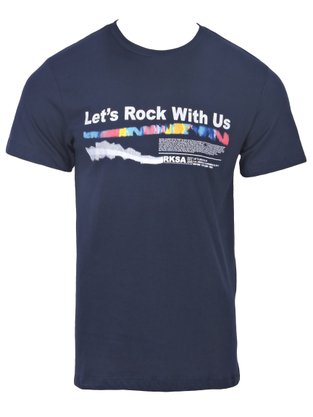 Camiseta Masculina Manga Curta Com Estampa 46712 Rock&Soda Marinho