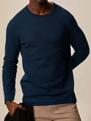 Camiseta Slim Canelada Masculina 1000006660 Malwee Marinho