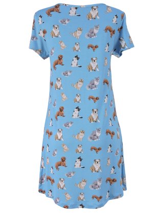 Camisola Feminina Com Estampa Cahorro E Gato V506M Vila Flor Azul