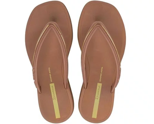 Chinelo De Dedo Feminino 27398 Ipanema Glow Marrom e Dourado