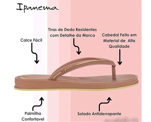 Chinelo De Dedo Feminino 27398 Ipanema Glow Marrom e Dourado