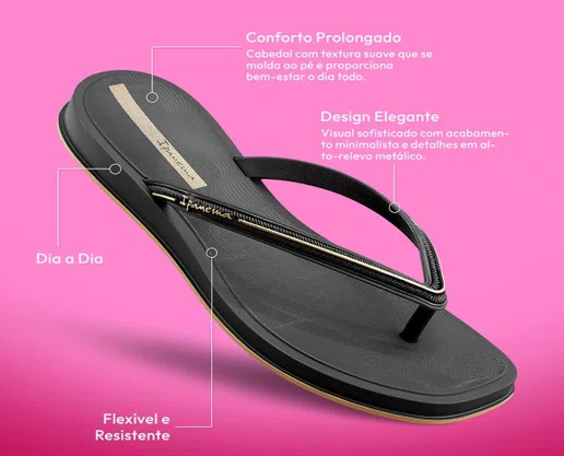 Chinelo De Dedo Feminino 27398 Ipanema Glow Preto