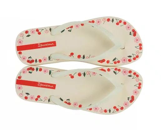 Chinelo Feminino 27321 Ipanema  Day  Bege e Vermelho
