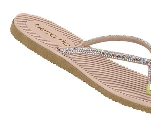Chinelo Feminino Adulto Tiras Com Strass 8395.227 Beira Rio Nude