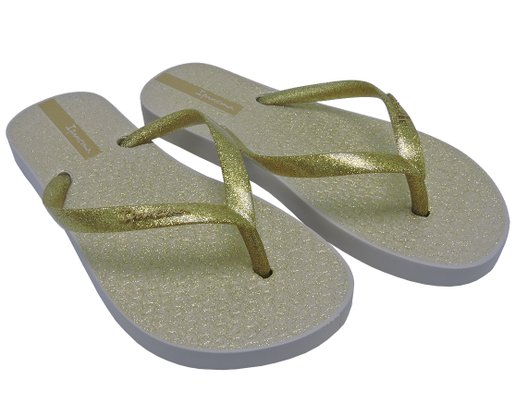 Chinelo Feminino Infantil Com Glitter 26622 Ipanema Bege e Glitter