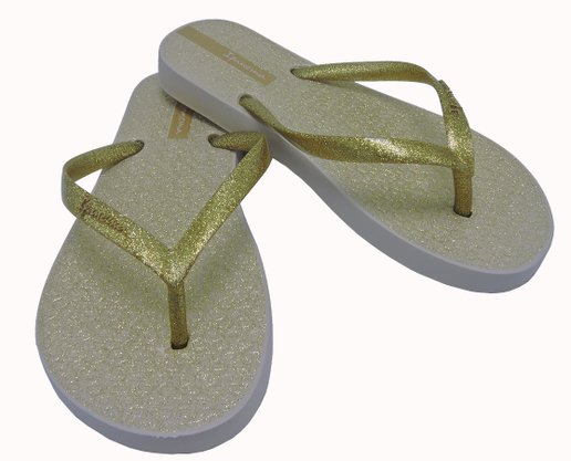 Chinelo Feminino Infantil Com Glitter 26622 Ipanema Bege e Glitter