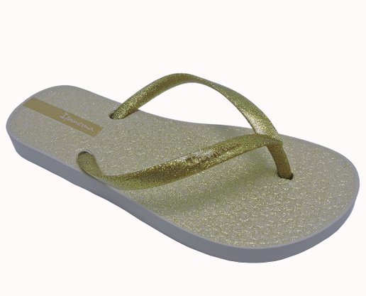 Chinelo Feminino Infantil Com Glitter 26622 Ipanema Bege e Glitter