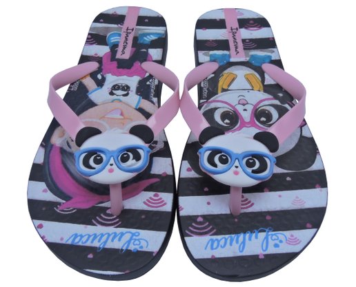 Chinelo Feminino Infantil Luluca 26559 Ipanema Preto e Rosa