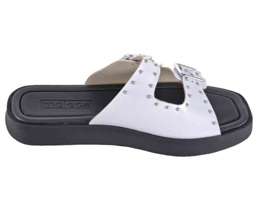 Chinelo Flatform Feminino Adulto Moleca 5506.101 Branco e Preto