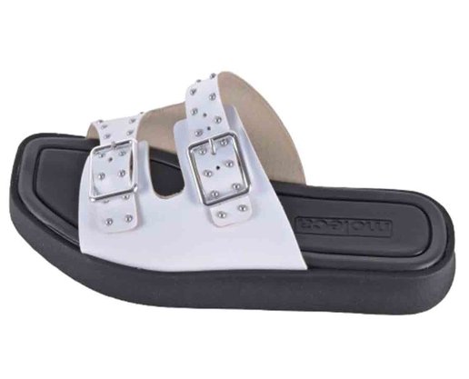 Chinelo Flatform Feminino Adulto Moleca 5506.101 Branco e Preto